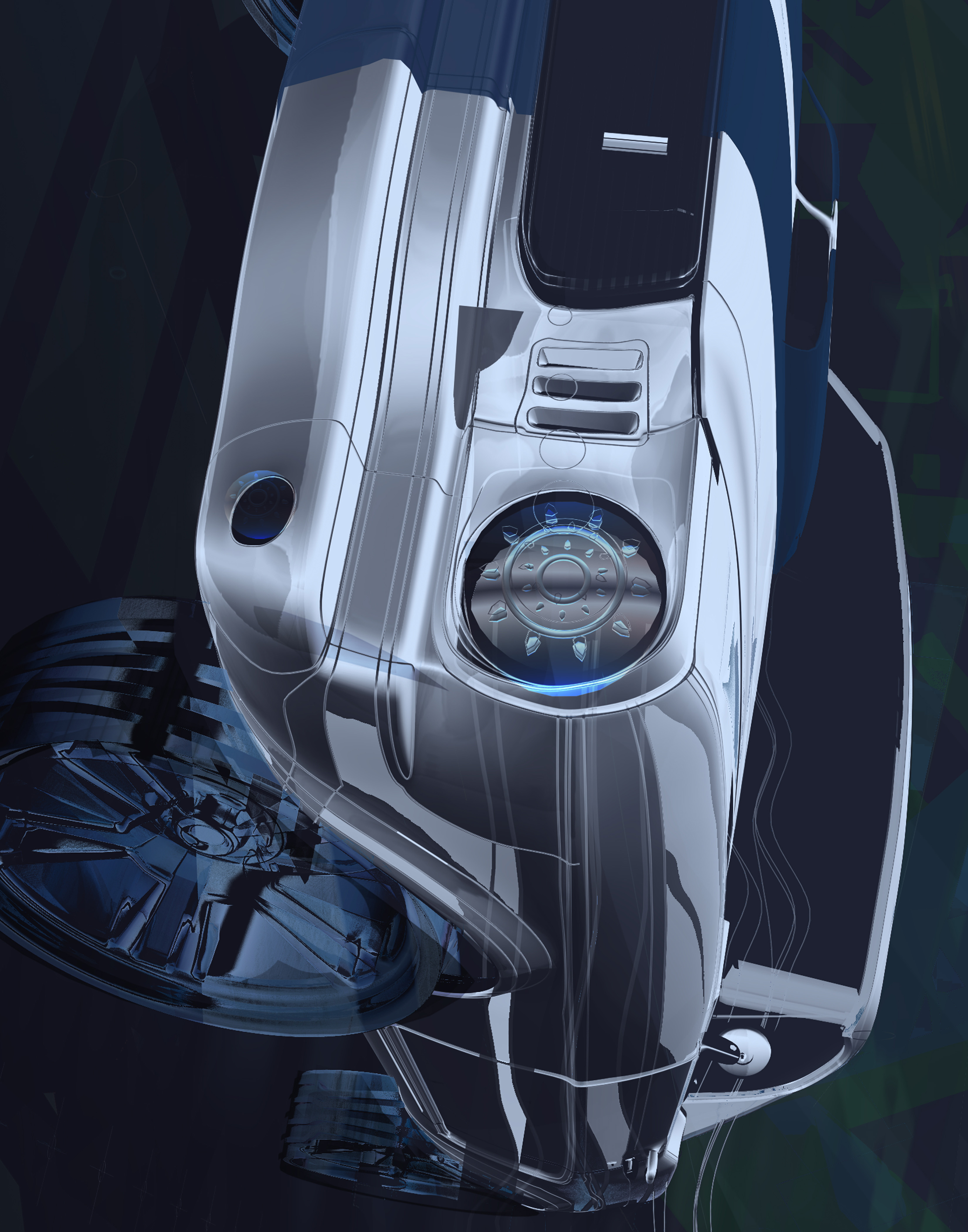 White Mustang on Green Background