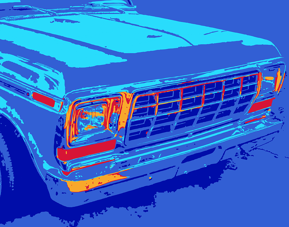 Ford truck grill, in abstract colors