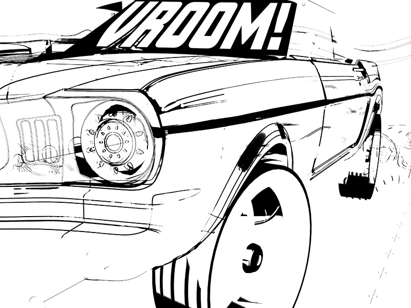 black and white mustang