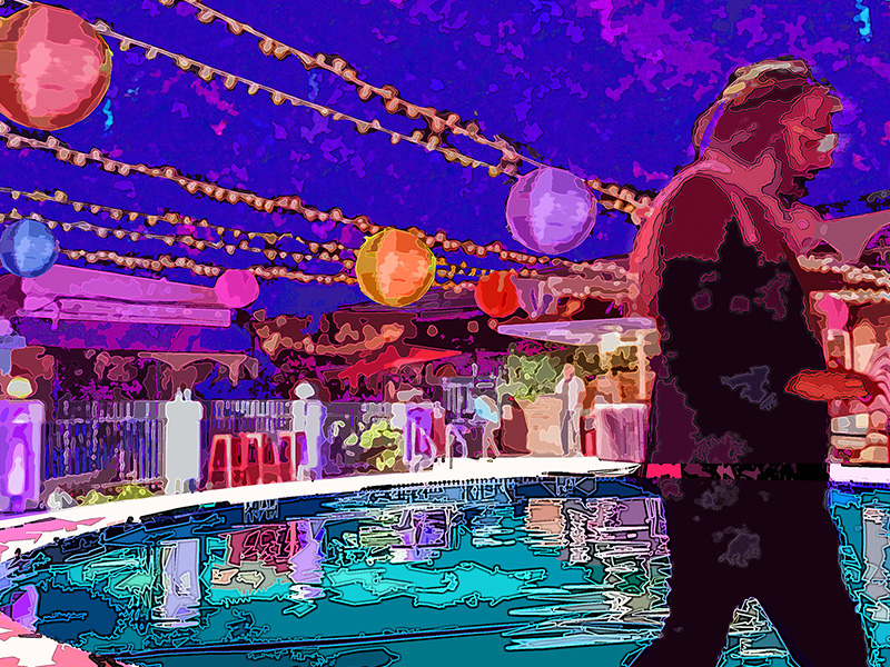 colorful abstract image of a man at a pool