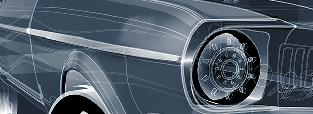 image of ford mustang in blue and white